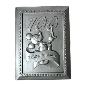 Walt Disney World Pewter Picture Frame And Mickey Mouse Pin "100 Years Of Magic"